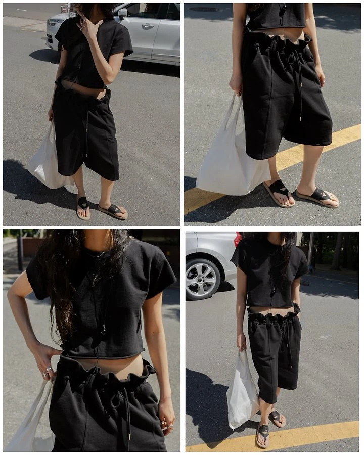 Inssense - Korean Women Fashion - #momslook - Cut-Off Line Crop Tee - 9