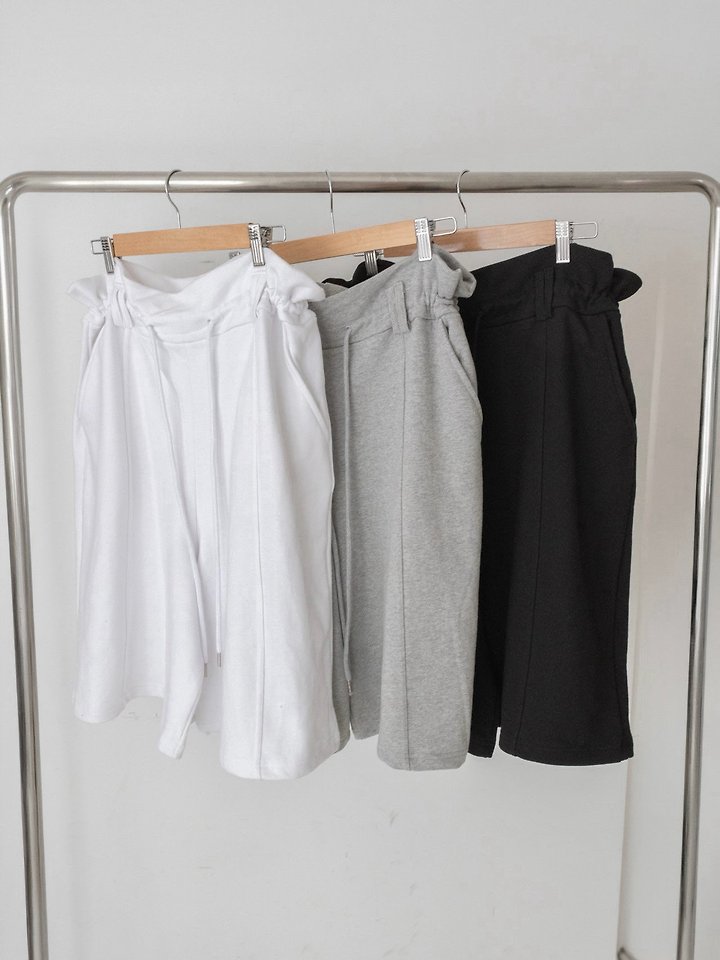 Inssense - Korean Women Fashion - #momslook - Summer Ruffle Waist Sweat Bermuda Shorts - 12