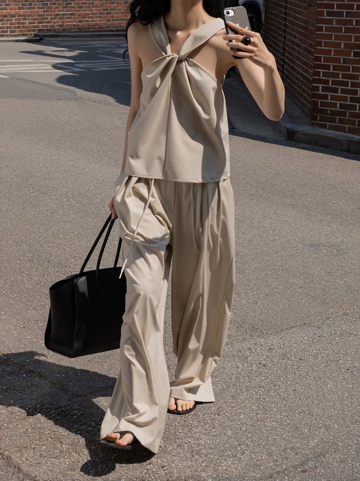 Inssense - Korean Women Fashion - #pursuepretty - Pinstripe Knot Two-Way Blouse - 11