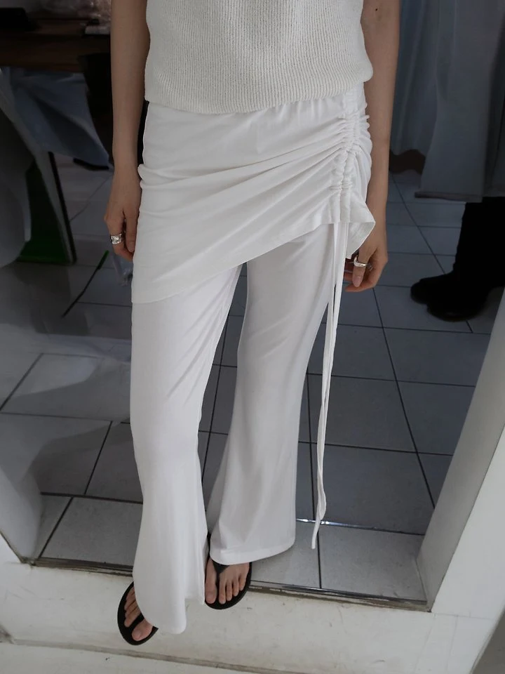 Inssense - Korean Women Fashion - #shopsmall - Drawstring Skirt-Layered Slim Pants