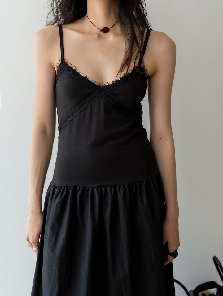 Inssense - Korean Women Fashion - #vintageinspired - Lace Layer Maxi One-piece - 3