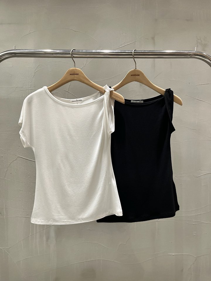 Inssense - Korean Women Fashion - #vintagekidsstyle - Twist One-Shoulder Off Top - 12