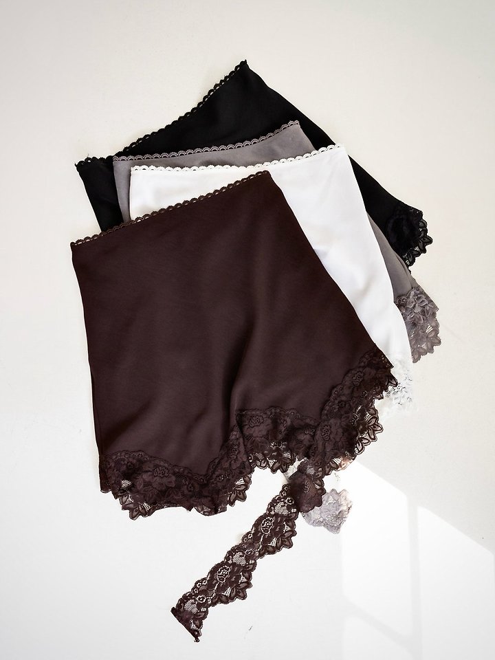 Inssense - Korean Women Fashion - #womensfashion - Asymmetric Drop Lace Silky Mini Skirt - 12