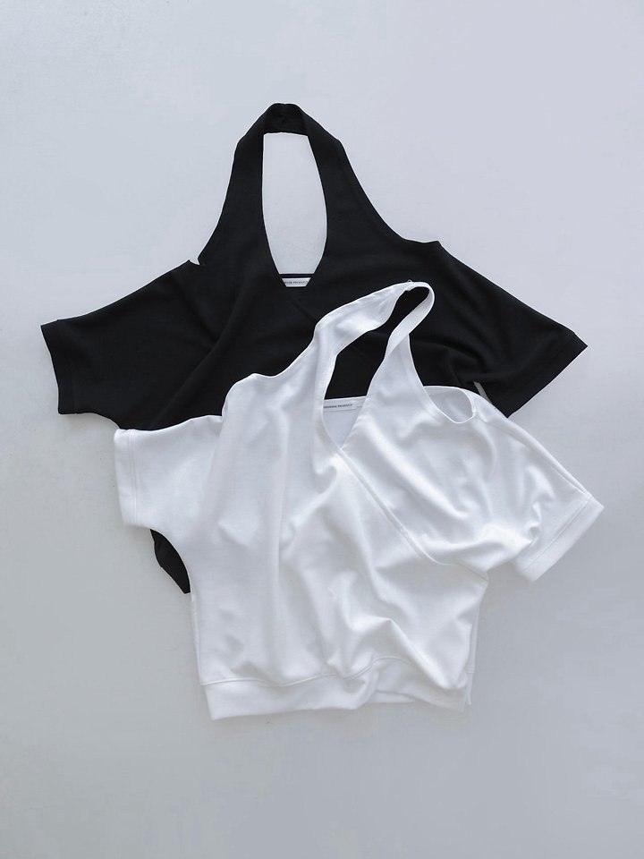 Inssense - Korean Women Fashion - #womensfashion - Draped Halter Off-Shoulder Short-Sleeve Top - 8