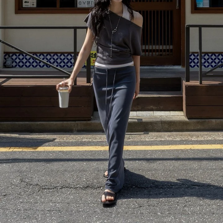 Inssense - Korean Women Fashion - #momslook - Two-Way Halter Layered Asymmetric Short-Sleeve Top - 4