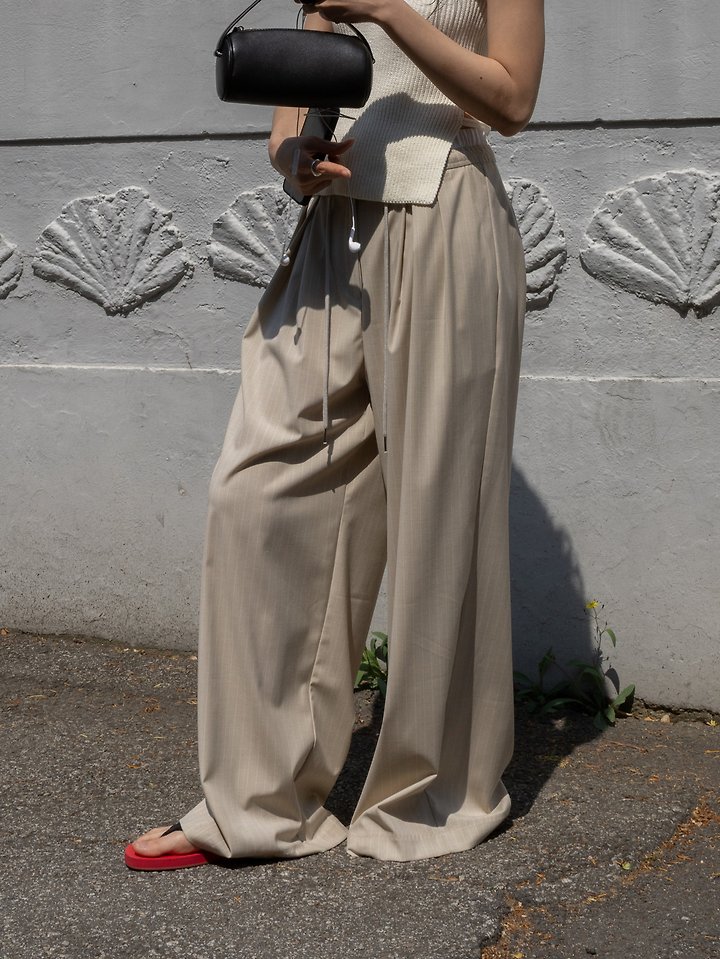 Inssense - Korean Women Fashion - #womensfashion - Pinstripe Double-Waist Pants