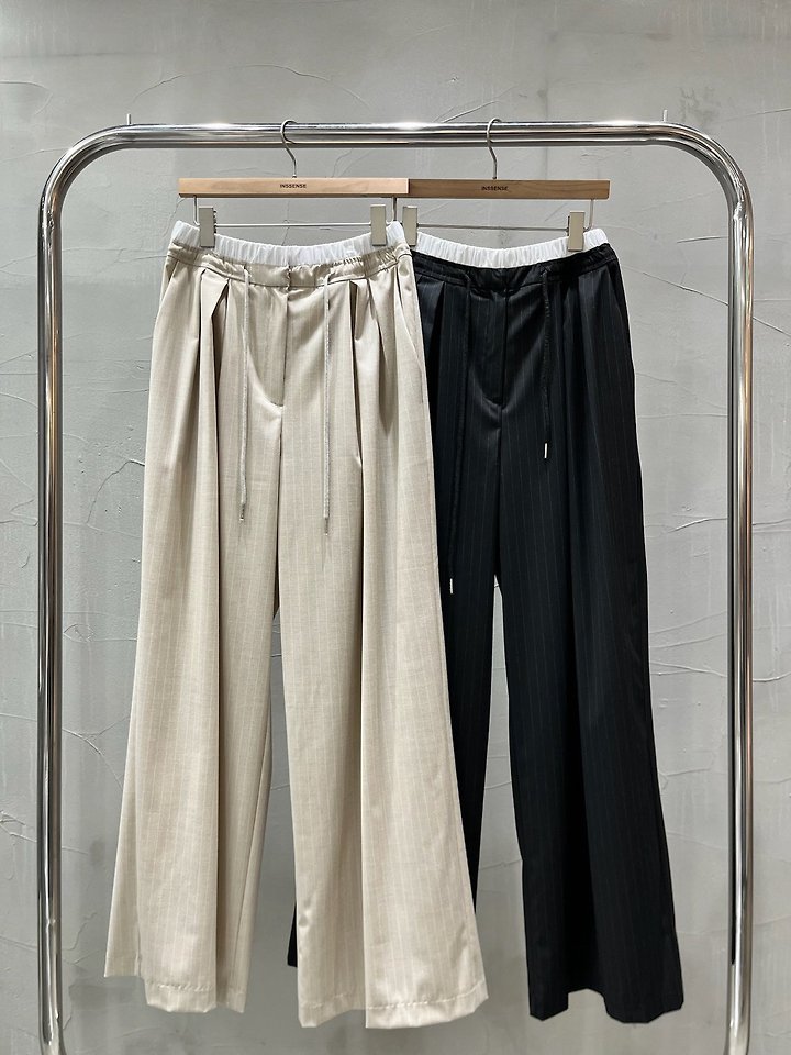 Inssense - Korean Women Fashion - #womensfashion - Pinstripe Double-Waist Pants - 11