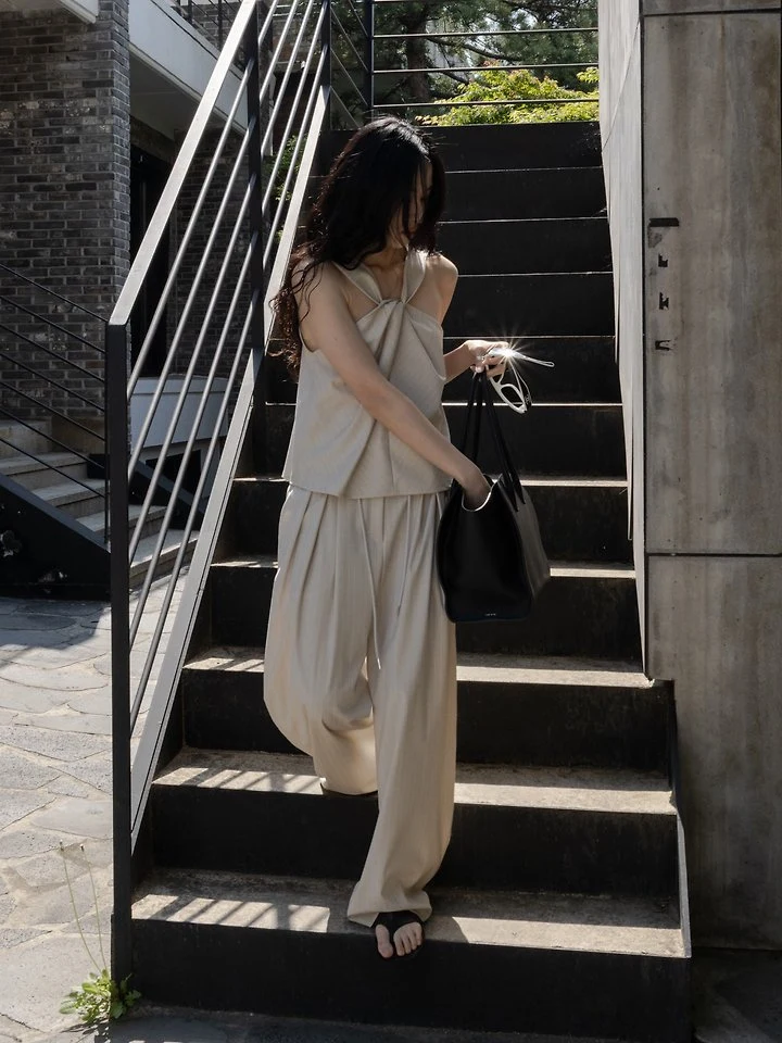 Inssense - Korean Women Fashion - #womensfashion - Pinstripe Double-Waist Pants - 5