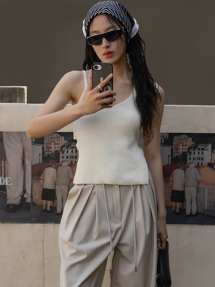 Inssense - Korean Women Fashion - #womensfashion - Double Strap Backless Halter Knit Top - 2