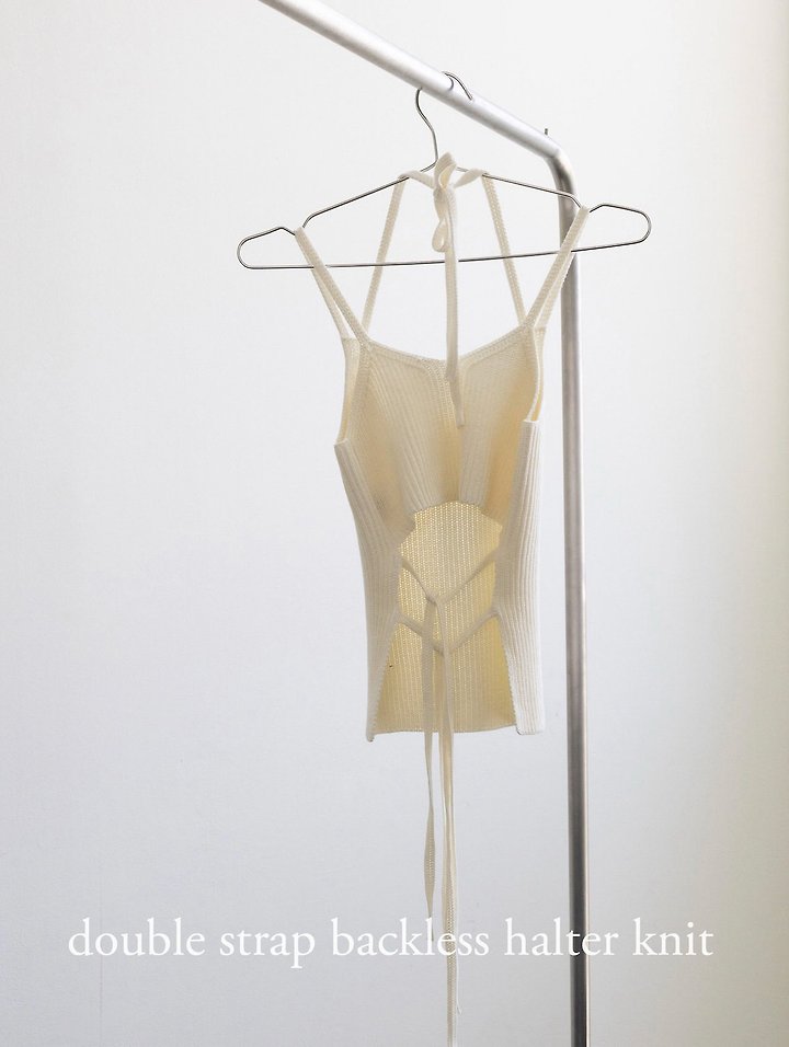 Inssense - Korean Women Fashion - #womensfashion - Double Strap Backless Halter Knit Top - 8