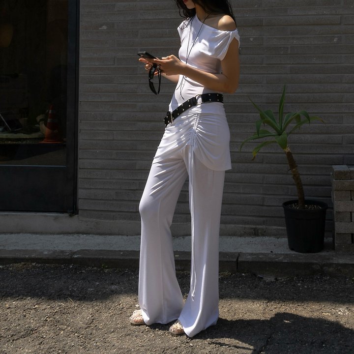 Inssense - Korean Women Fashion - #womensfashion - Drawstring Skirt-Layered Slim Pants