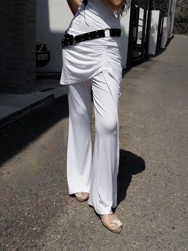Inssense - Korean Women Fashion - #womensfashion - Drawstring Skirt-Layered Slim Pants - 9