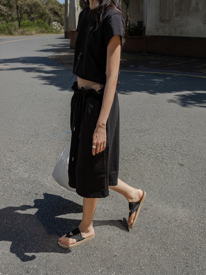 Inssense - Korean Women Fashion - #womensfashion - Summer Ruffle Waist Sweat Bermuda Shorts - 7