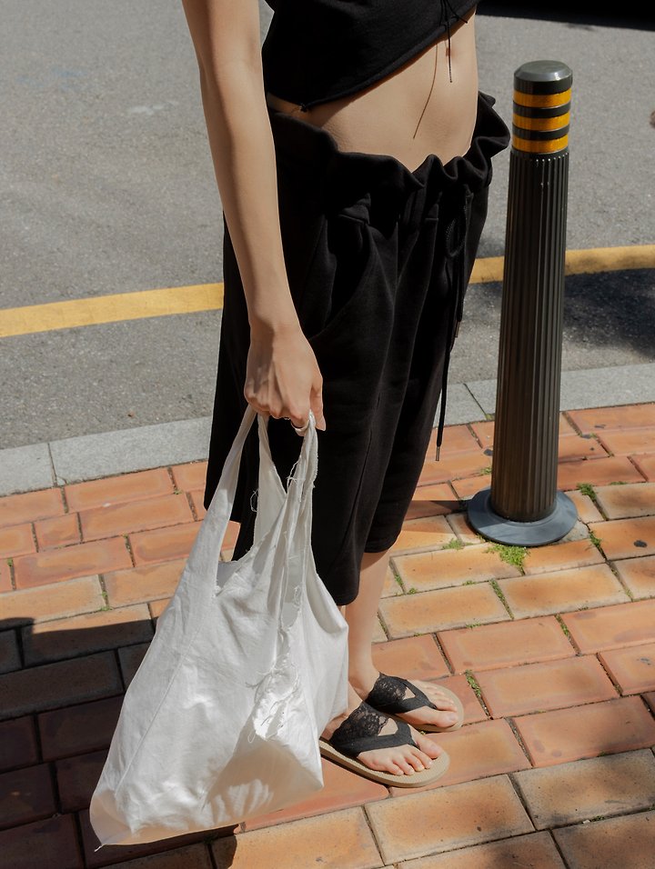 Inssense - Korean Women Fashion - #womensfashion - Summer Ruffle Waist Sweat Bermuda Shorts - 9