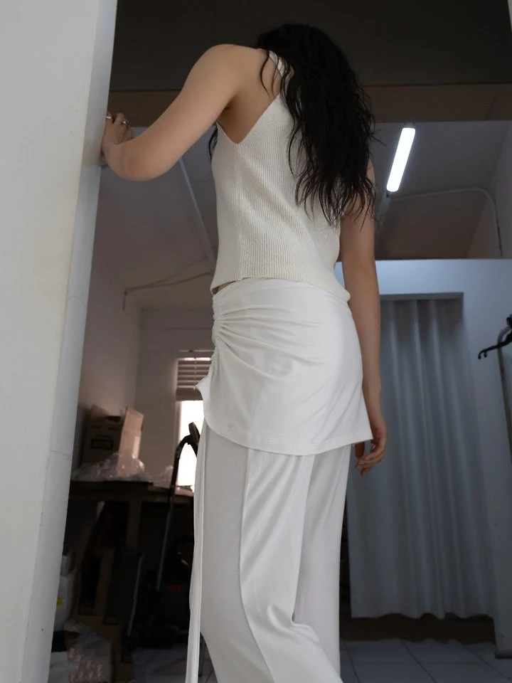 Inssense - Korean Women Fashion - #womensfashion - Drawstring Skirt-Layered Slim Pants - 5