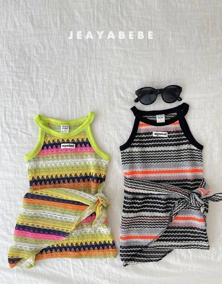Jeaya & Mymi - Korean Baby Fashion - #babywear - Beach One-piece Set (Wrap Skirt Set)