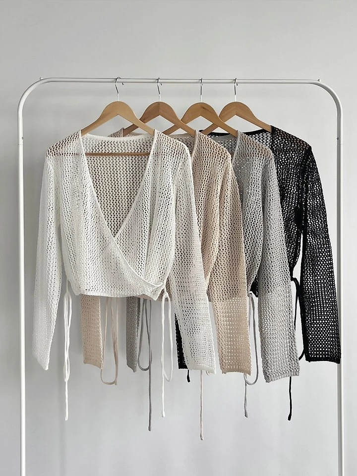 Jeiin - Korean Women Fashion - #momslook - Cream Wrap Knit Top