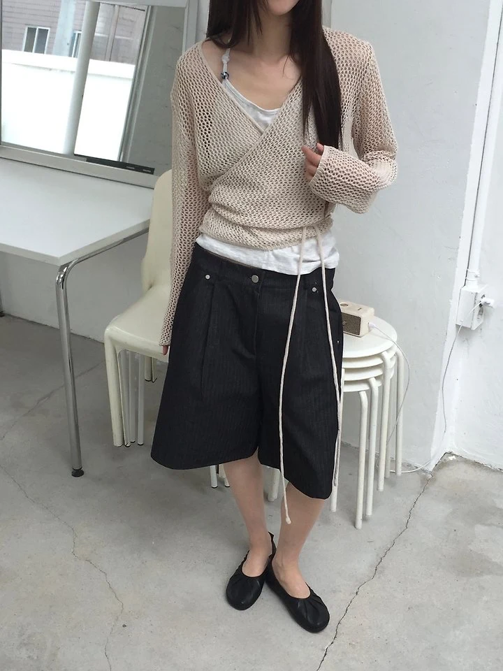 Jeiin - Korean Women Fashion - #momslook - Cream Wrap Knit Top - 11