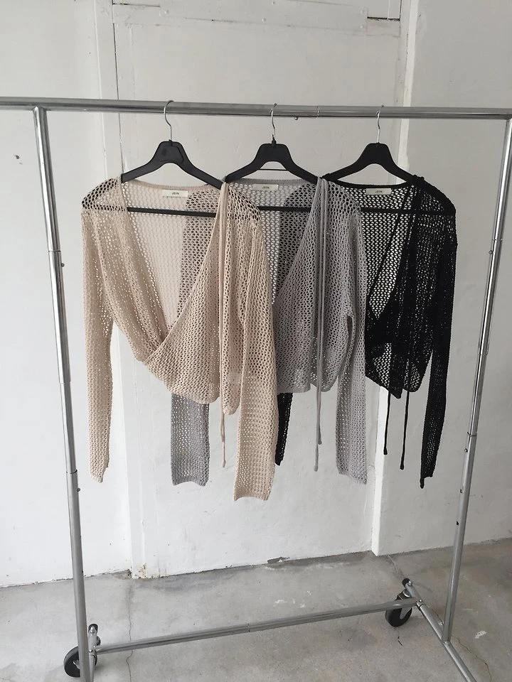Jeiin - Korean Women Fashion - #momslook - Cream Wrap Knit Top - 3