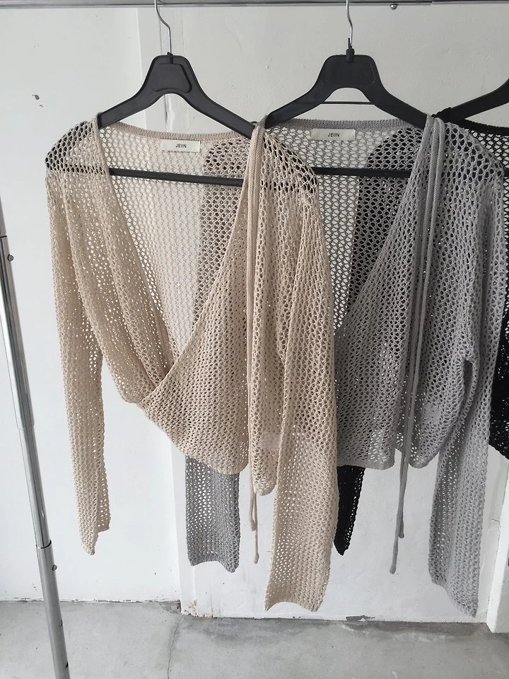 Jeiin - Korean Women Fashion - #momslook - Cream Wrap Knit Top - 4