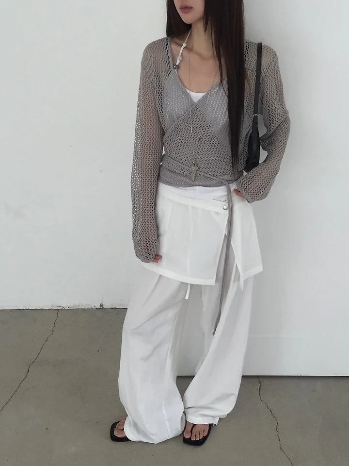 Jeiin - Korean Women Fashion - #womensfashion - Cream Wrap Knit Top - 8