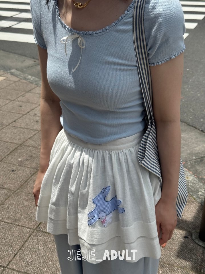 Jejeunosity - Korean Women Fashion - #vintageinspired - Adult Ribbon Crop Tee - 10