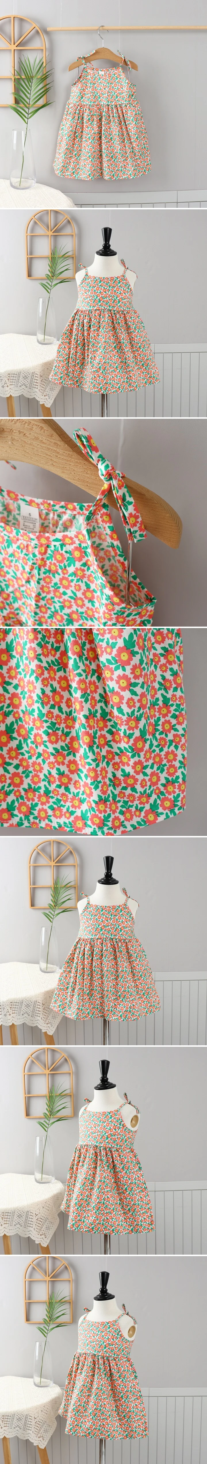 Jierang - Korean Children Fashion - #designkidswear - Floral Strap One-piece