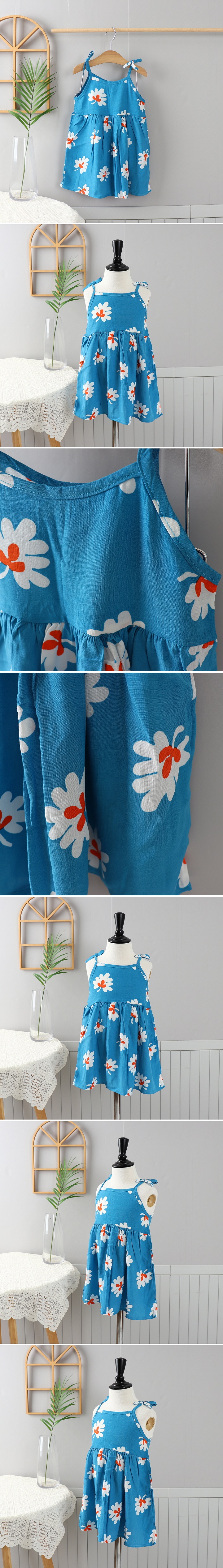 Jierang - Korean Children Fashion - #stylishchildhood - Blue Blue Strap One-piece