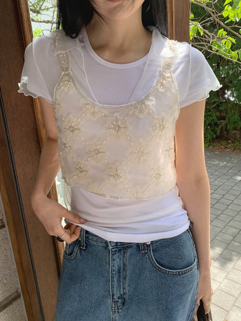 Jkichi - Korean Women Fashion - #momslook - Mesh Collar Tee - 10
