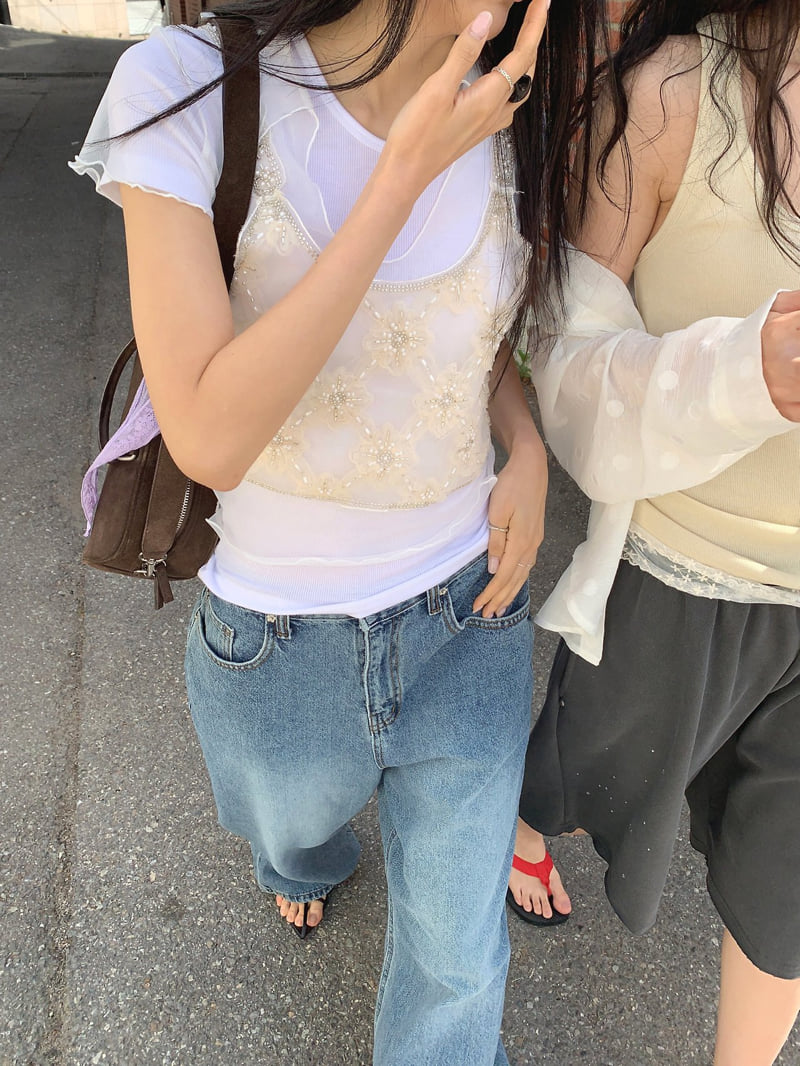 Jkichi - Korean Women Fashion - #momslook - Mesh Collar Tee - 8