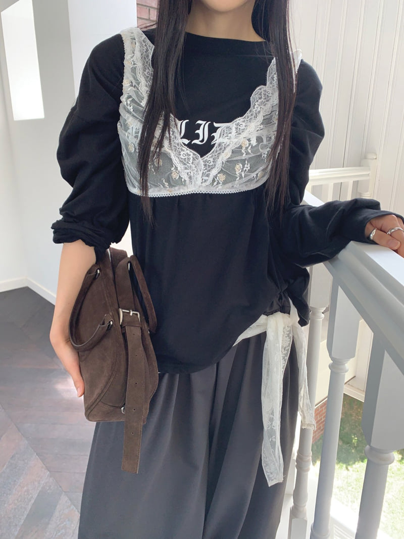 Jkichi - Korean Women Fashion - #momslook - Build Lettering Tee - 5