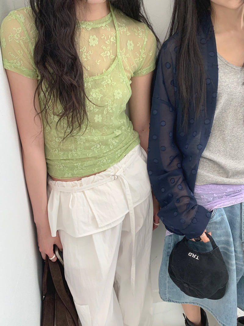 Jkichi - Korean Women Fashion - #momslook - Floral Mesh Top - 3