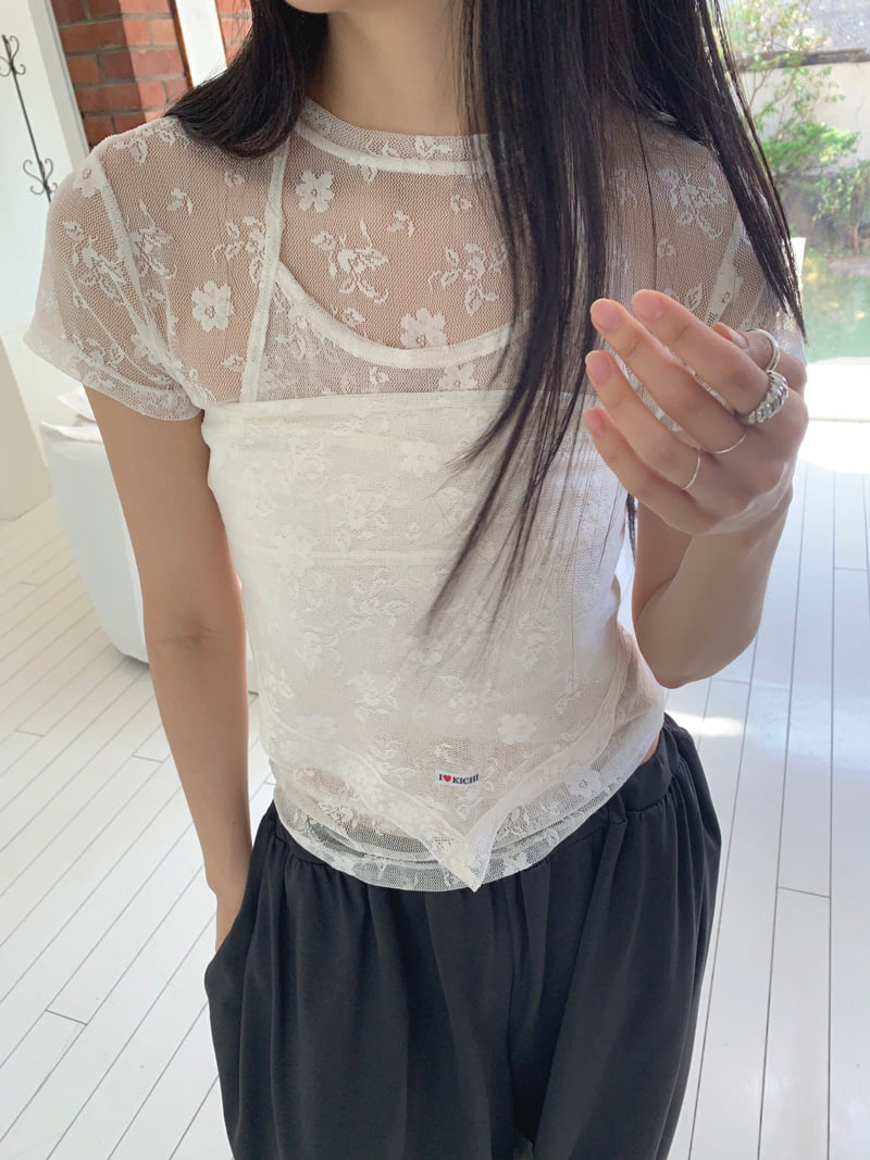 Jkichi - Korean Women Fashion - #momslook - Floral Mesh Top - 5