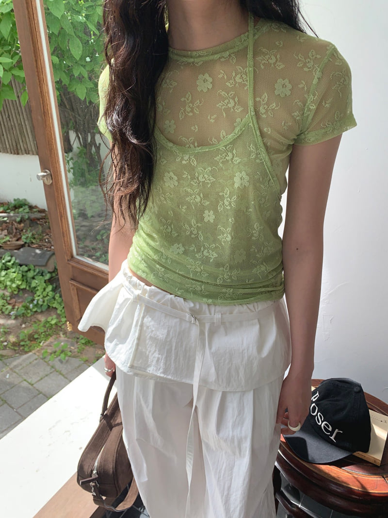 Jkichi - Korean Women Fashion - #momslook - Floral Mesh Tee - 12