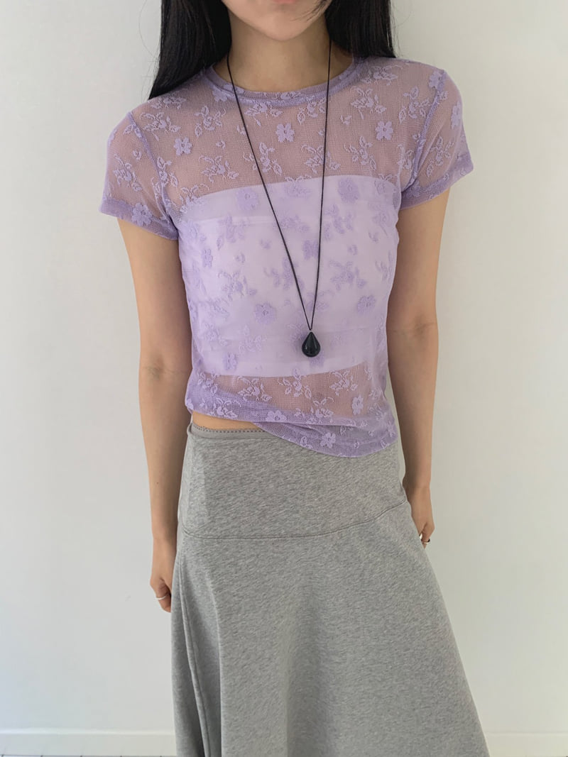 Jkichi - Korean Women Fashion - #momslook - Floral Mesh Tee - 2