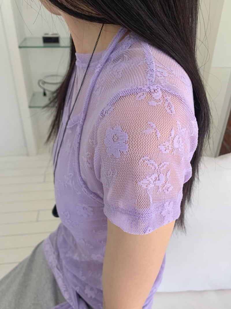 Jkichi - Korean Women Fashion - #momslook - Floral Mesh Tee - 6