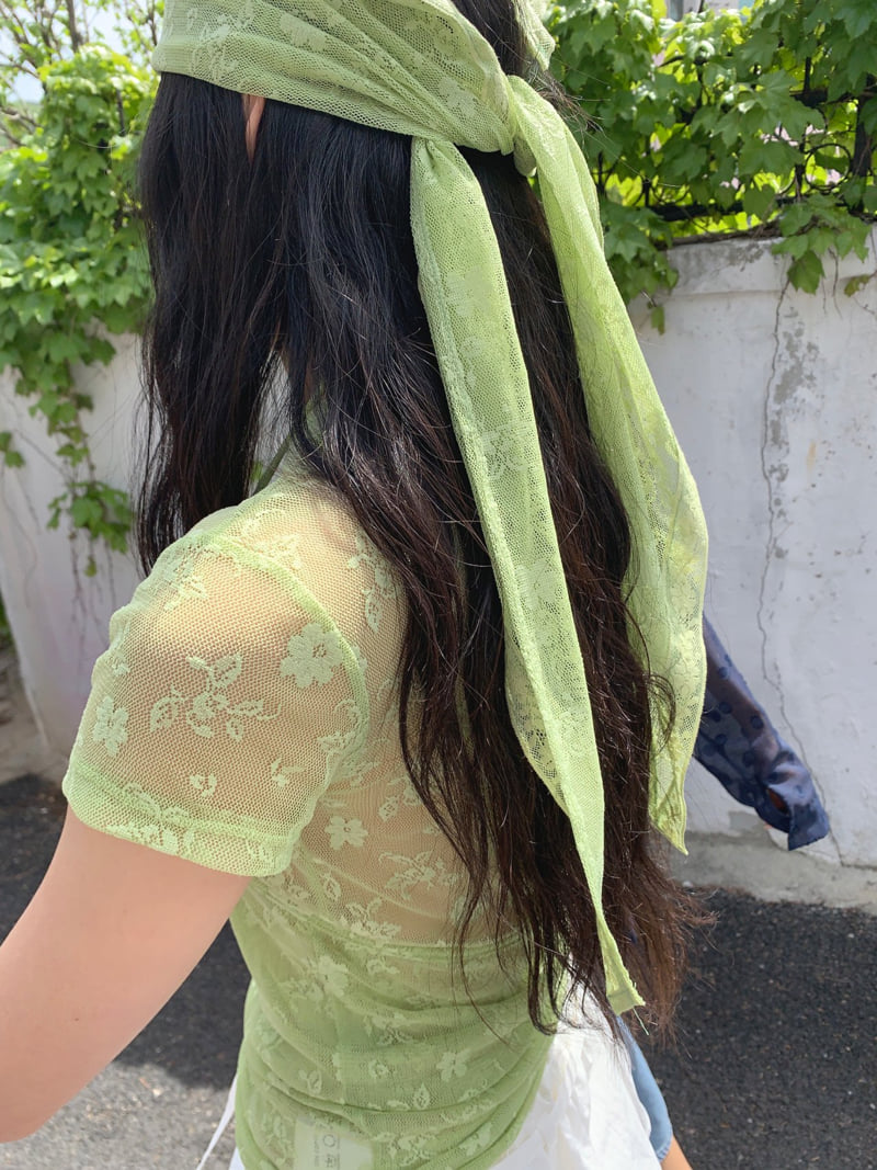 Jkichi - Korean Women Fashion - #momslook - Floral Mesh Scarf - 3