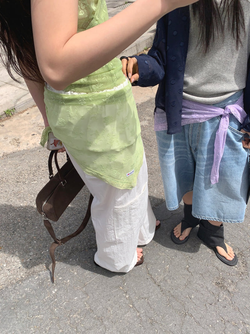 Jkichi - Korean Women Fashion - #momslook - Floral Mesh Scarf - 7