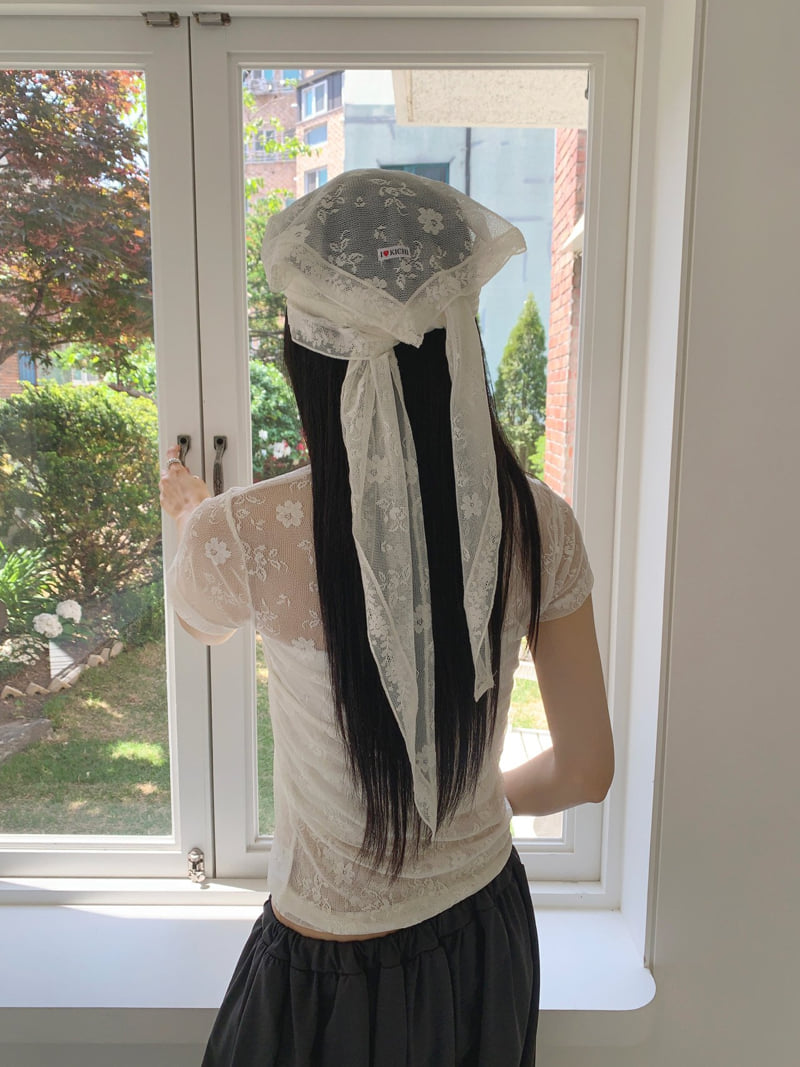 Jkichi - Korean Women Fashion - #momslook - Floral Mesh Scarf - 9