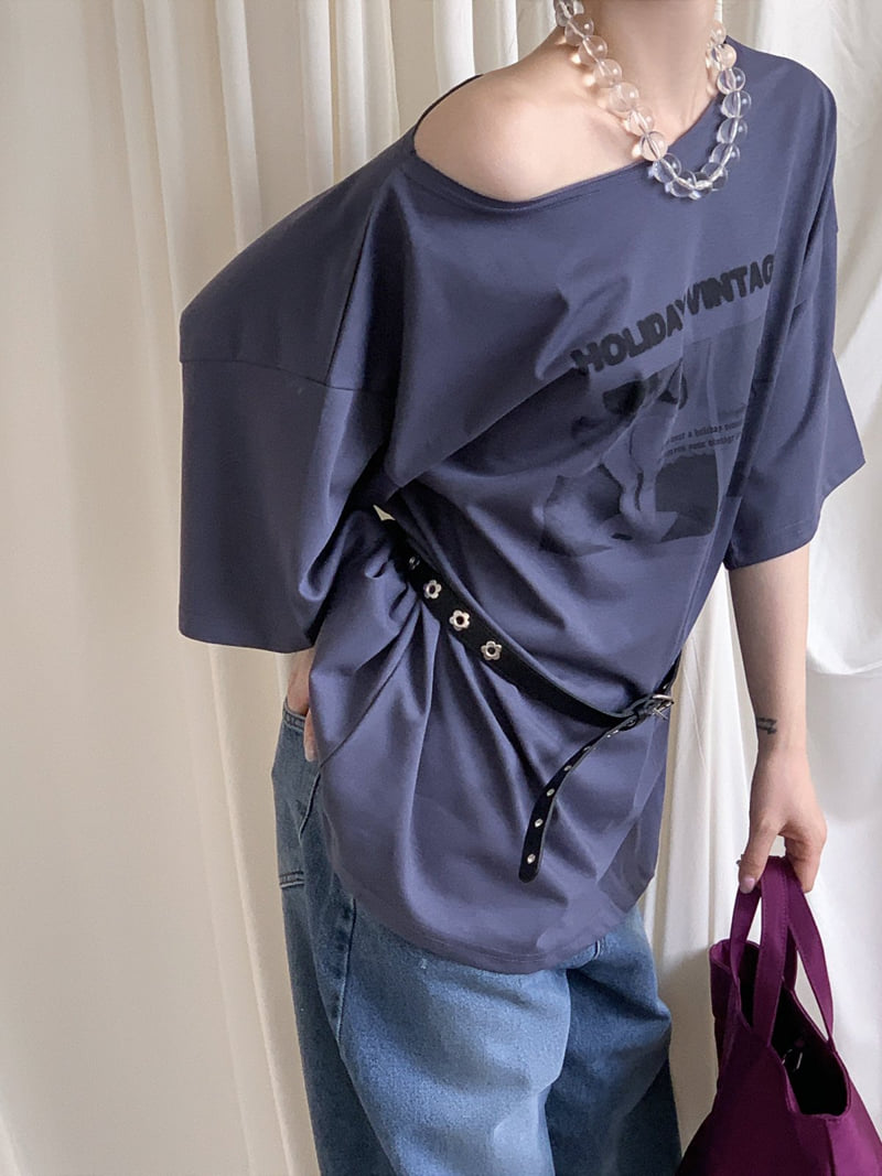 Jkichi - Korean Women Fashion - #shopsmall - Ballet Off-Shoulder Tee (With Belt) - 2