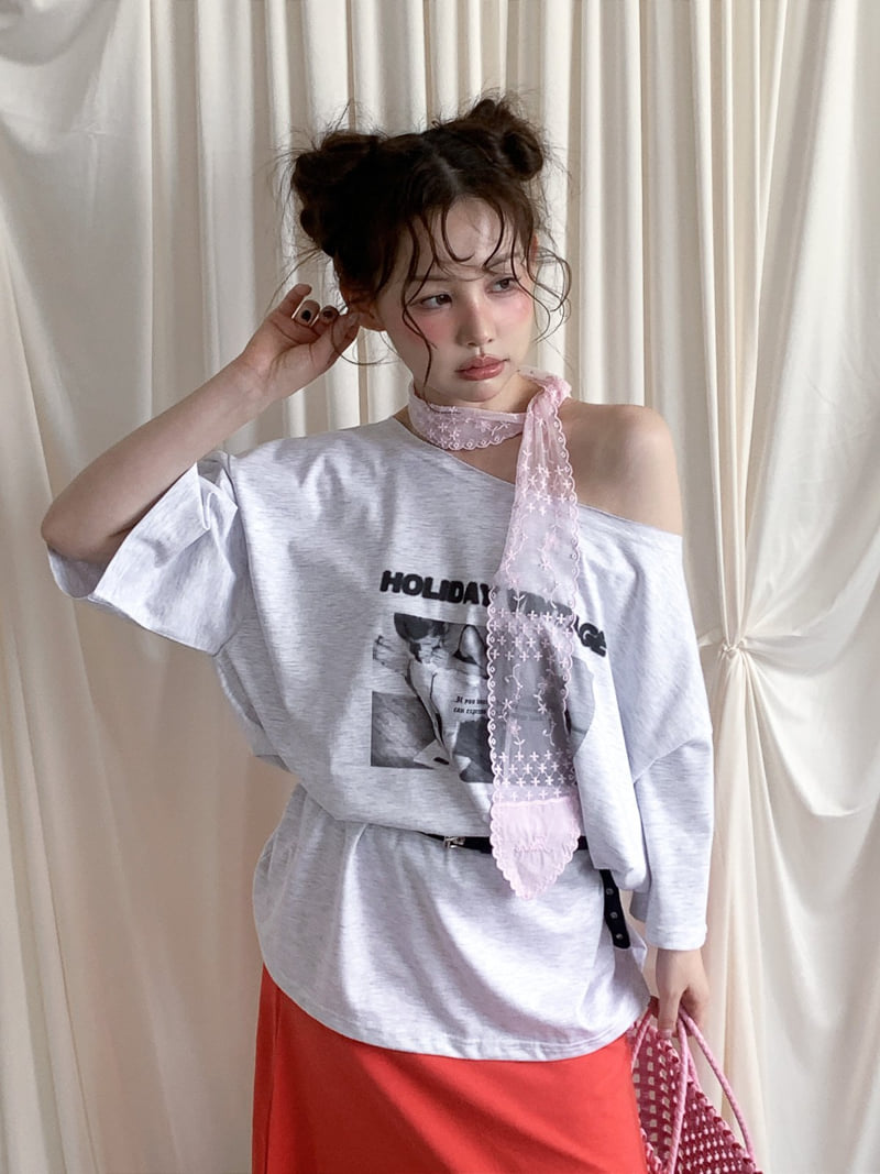 Jkichi - Korean Women Fashion - #womensfashion - Ballet Off-Shoulder Tee (With Belt) - 10