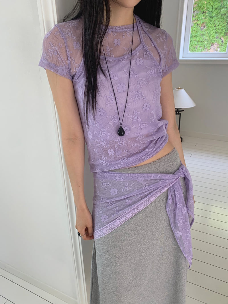 Jkichi - Korean Women Fashion - #womensfashion - Floral Mesh Top - 10