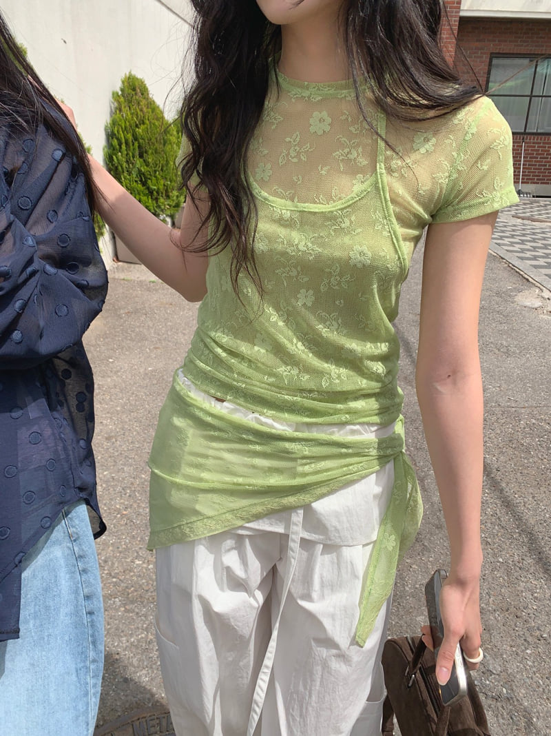 Jkichi - Korean Women Fashion - #momslook - Floral Mesh Top - 4