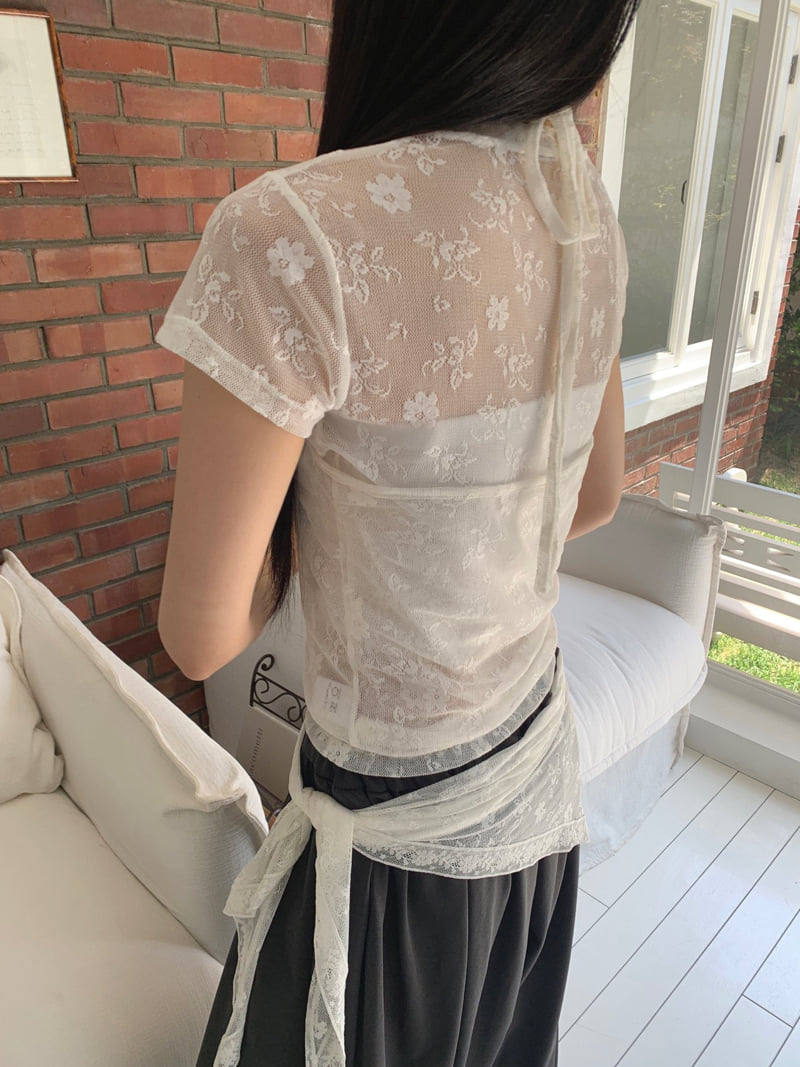 Jkichi - Korean Women Fashion - #womensfashion - Floral Mesh Tee - 9