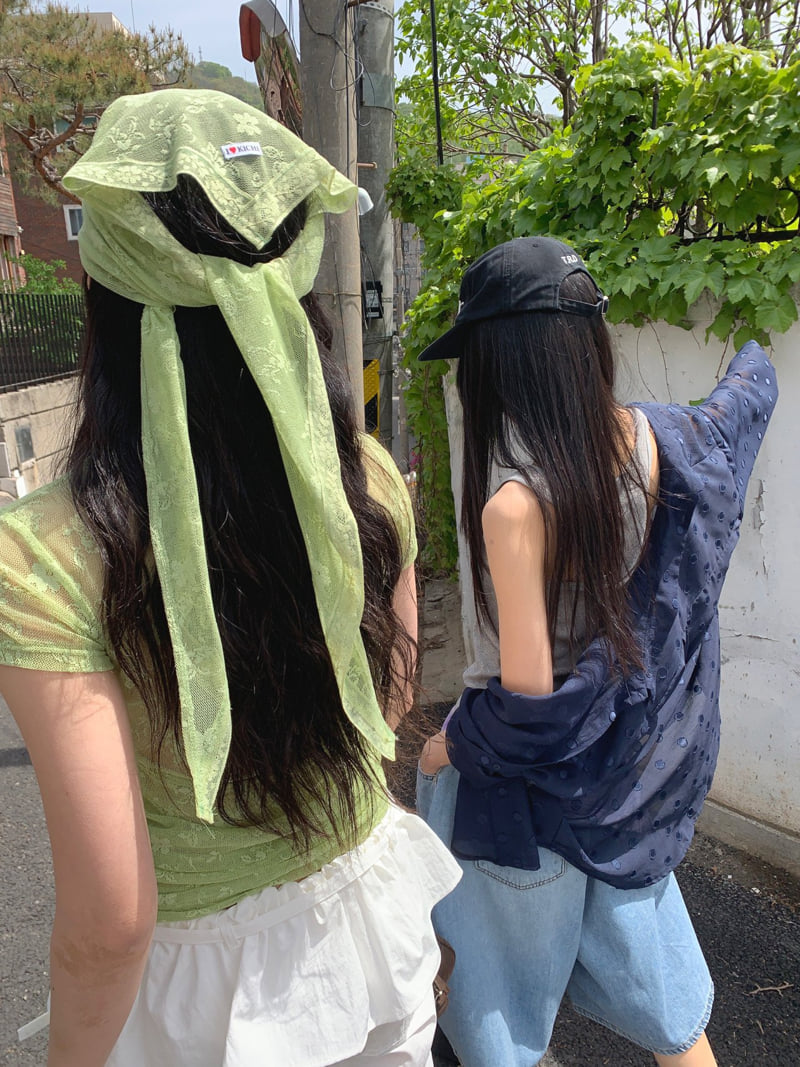Jkichi - Korean Women Fashion - #womensfashion - Floral Mesh Scarf - 2