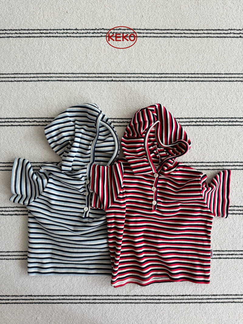 Keko - Korean Baby Fashion - #babyboutique - K Triple Stripe Hooded Tee