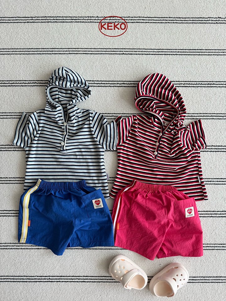 Keko - Korean Baby Fashion - #babyclothing - K Triple Stripe Hooded Tee - 3