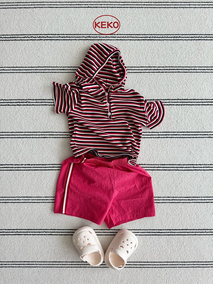 Keko - Korean Baby Fashion - #babygirlfashion - K Triple Stripe Hooded Tee - 6