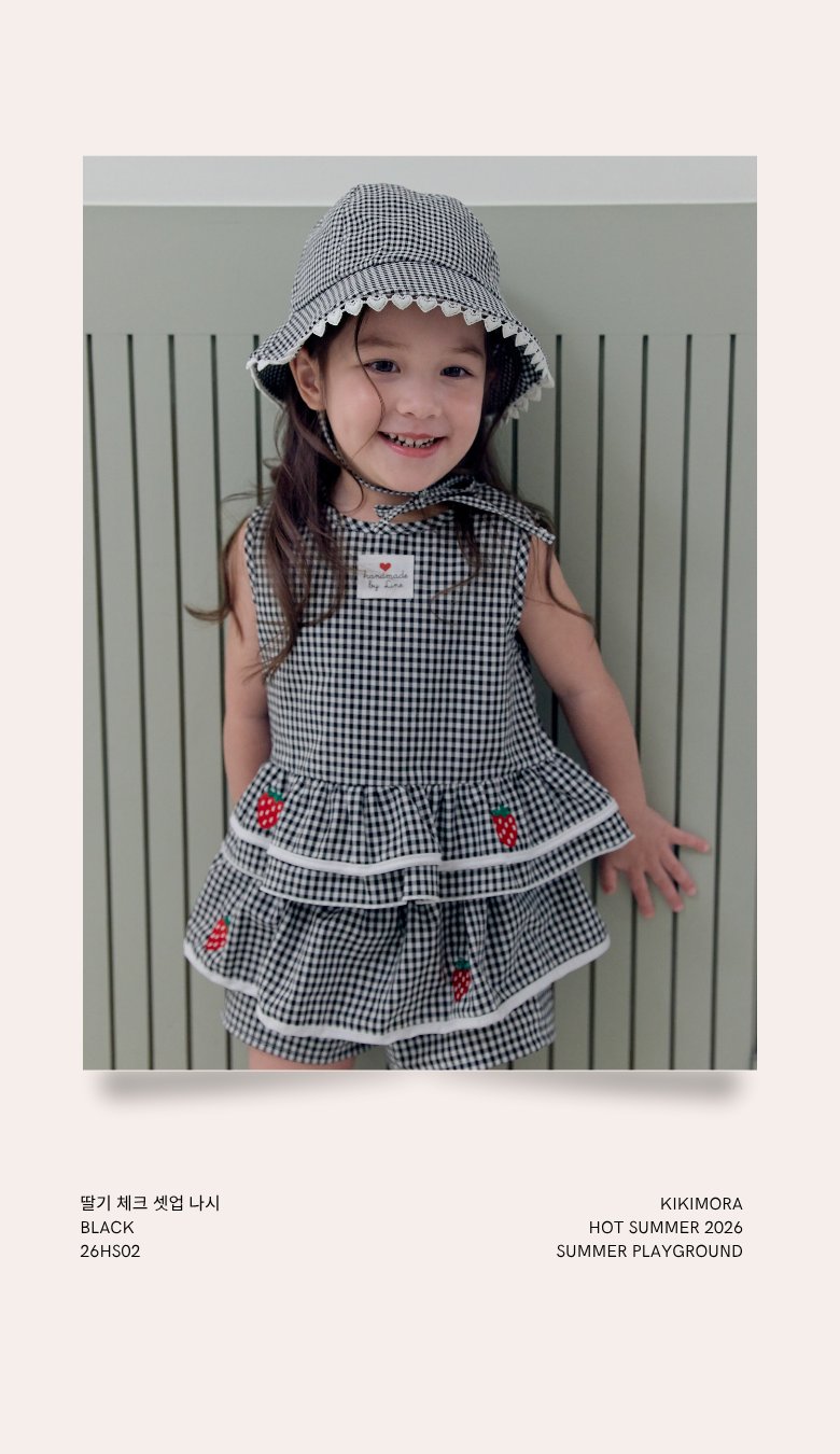 Kikimora - Korean Children Fashion - #childrensboutique - Strawberry Check Sleeveless Top - 6