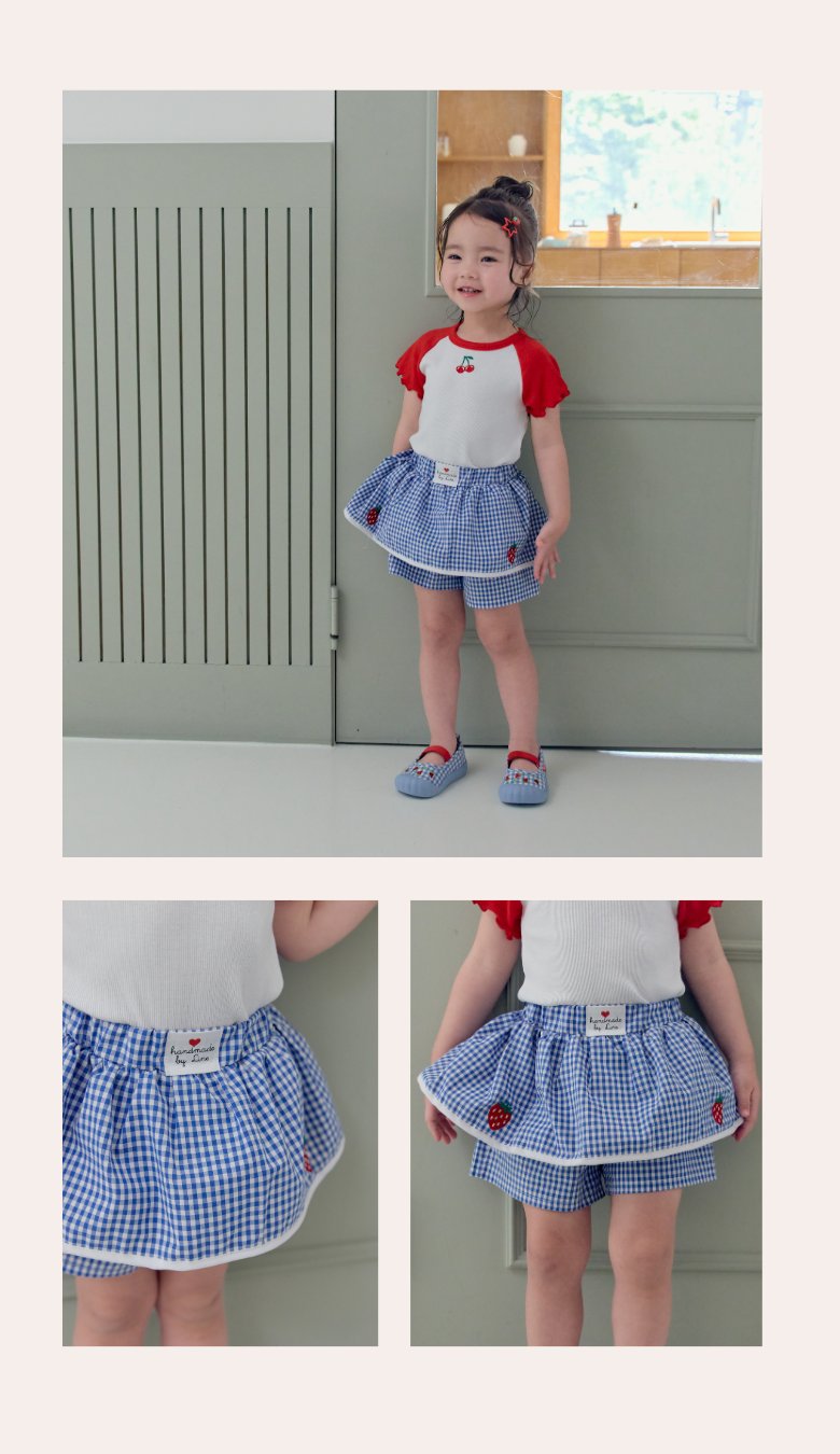 Kikimora - Korean Children Fashion - #discoveringself - Strawberry Check Shorts - 7